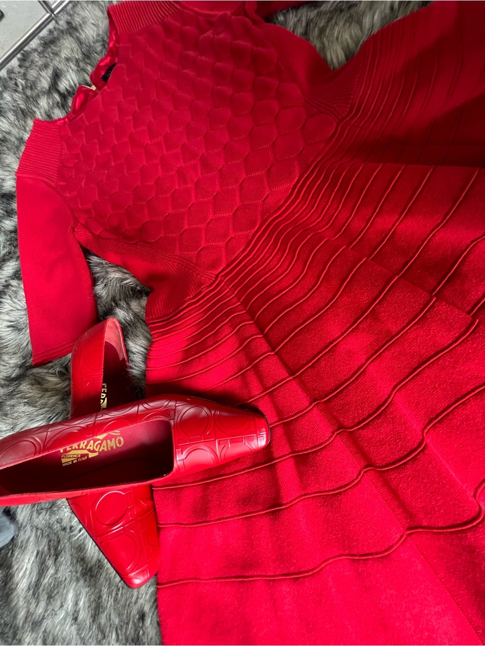 Ted Baker Miiaaa Knitted Skater Dress Red Size L